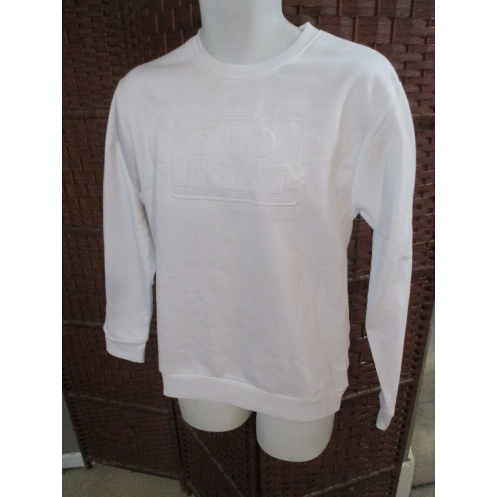 Bud Light Beer Sweatshirt Promo White On White Adult Small